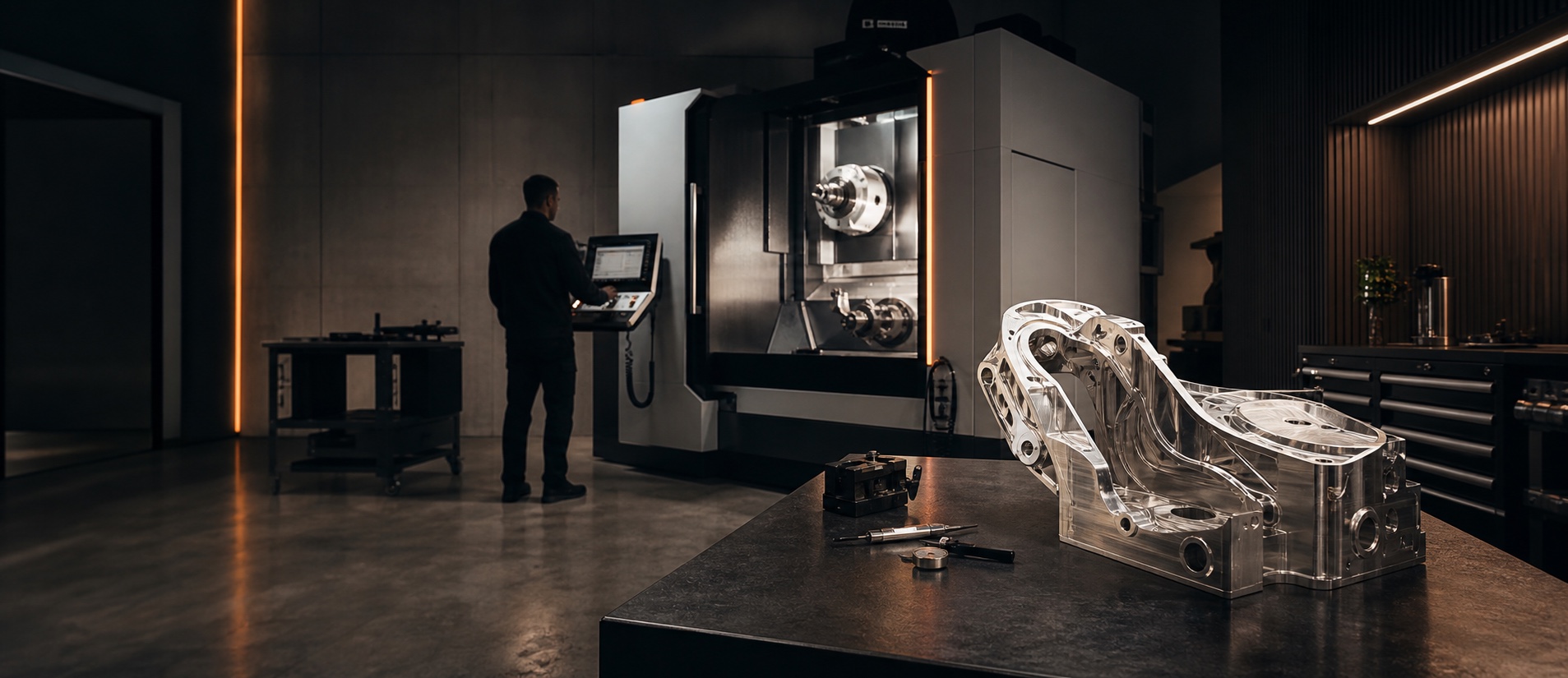 A precision component inside an advanced CNC workshop